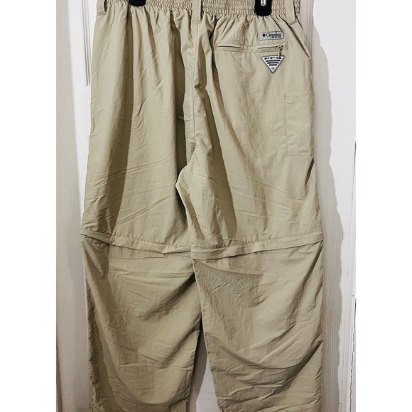 Columbia PFG Men's Khaki Cargo Convertible Hiking Pants To Shorts Size XLx32L - Picture 2 of 5